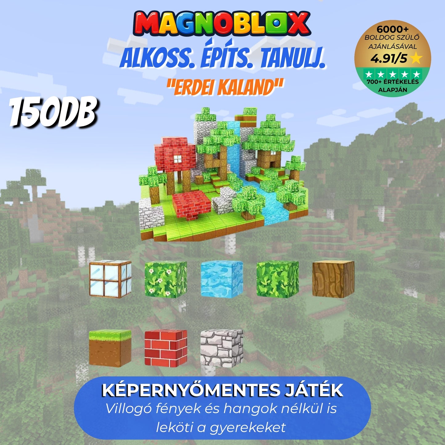Magnoblox™ Mágneses Fejlesztő Építőkocka "Erdei Kaland" 75-100-150-501db