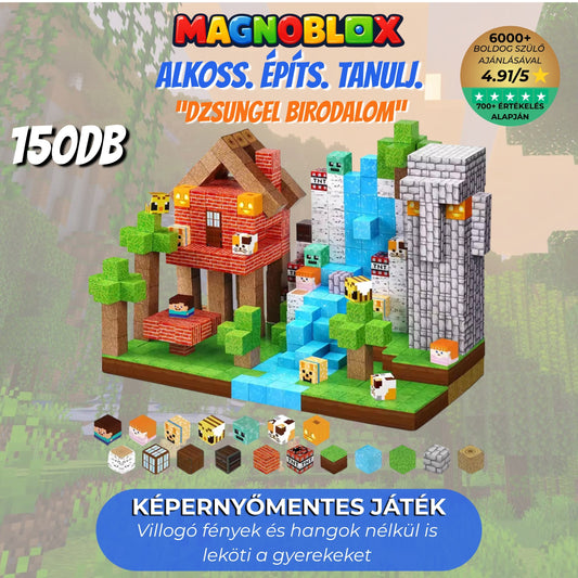 Magnoblox™ Mágneses Fejlesztő Építőkocka "Dzsungel Birodalom" 100-150-200db