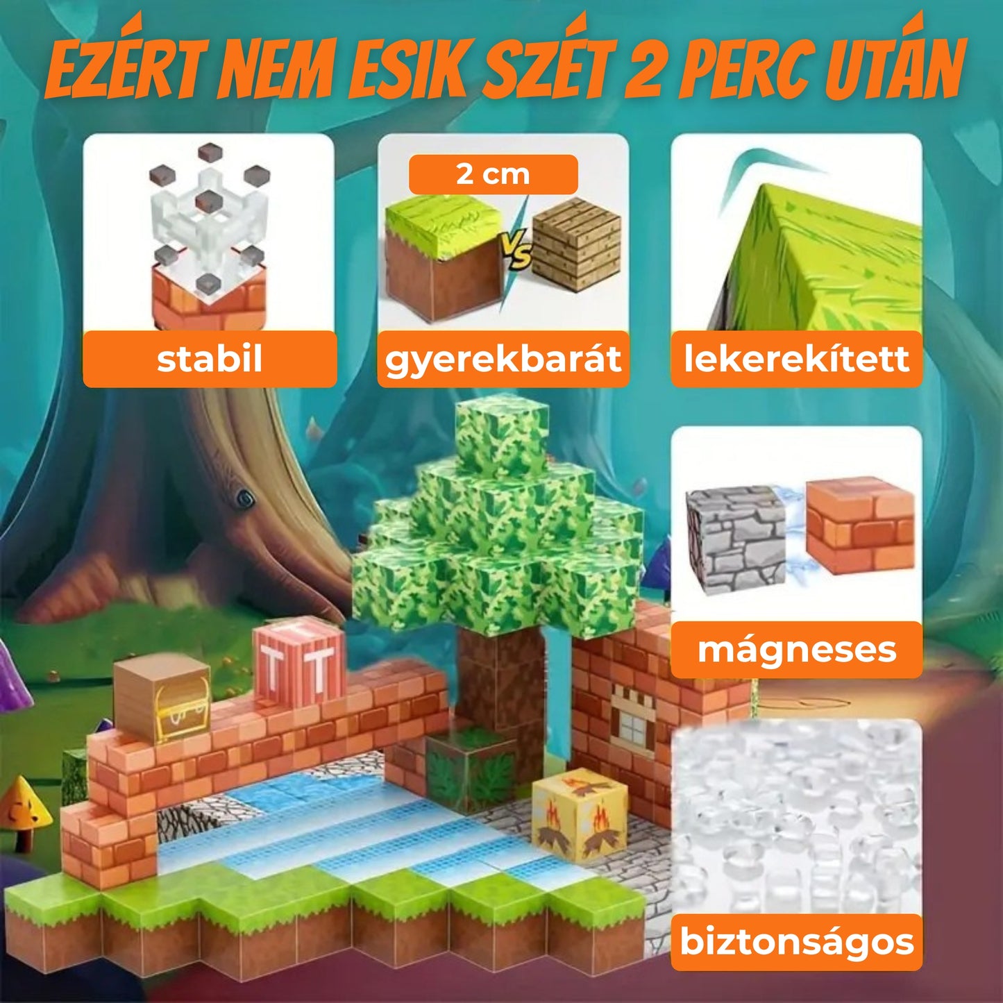 Magnoblox™ Mágneses Fejlesztő Építőkocka "Dzsungel Birodalom" 100-150-200db