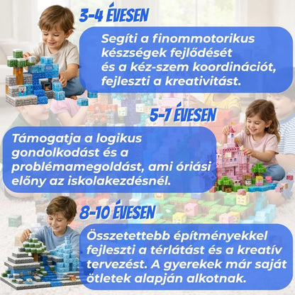 "Kék Kastély" 100db Magnoblox™ Mágneses Fejlesztő Építőkocka