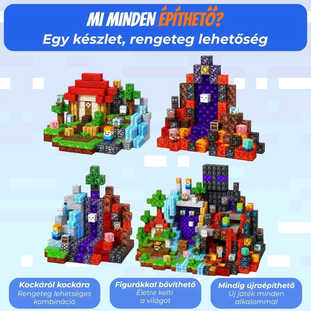 "A Két Királyság" 150-200-300db Magnoblox™ Mágneses Fejlesztő Építőkocka