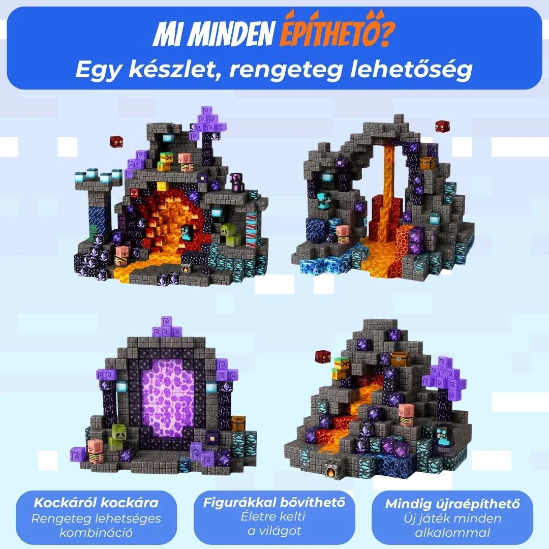 "Sötét Barlang" 100db Magnoblox™ Mágneses Fejlesztő Építőkocka