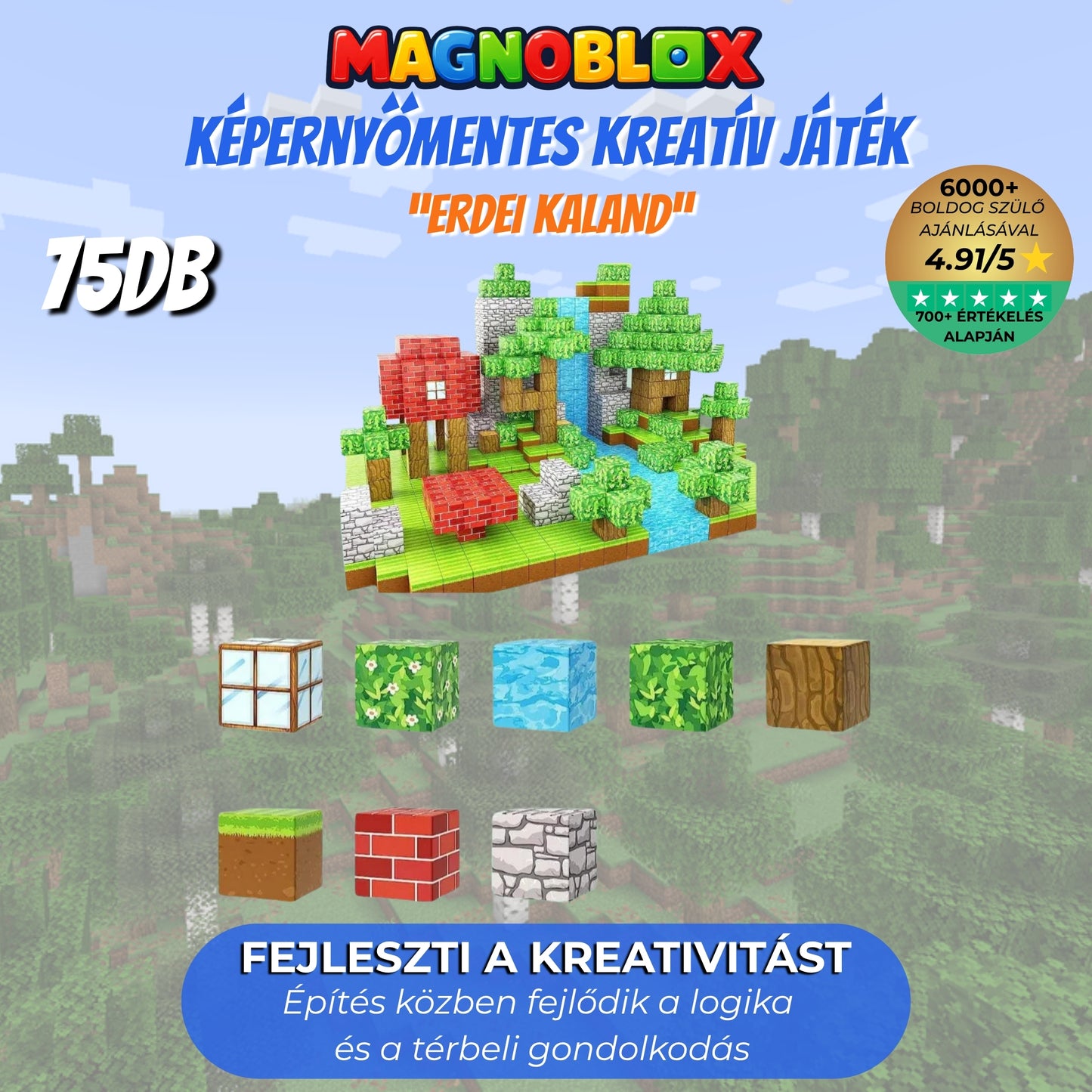 Magnoblox™ Mágneses Fejlesztő Építőkocka "Erdei Kaland" 75-100-150-501db