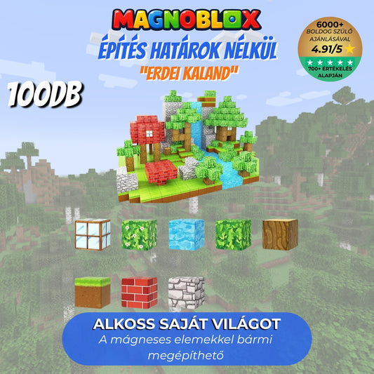 Magnoblox™ Mágneses Fejlesztő Építőkocka "Erdei Kaland" 75-100-150-501db
