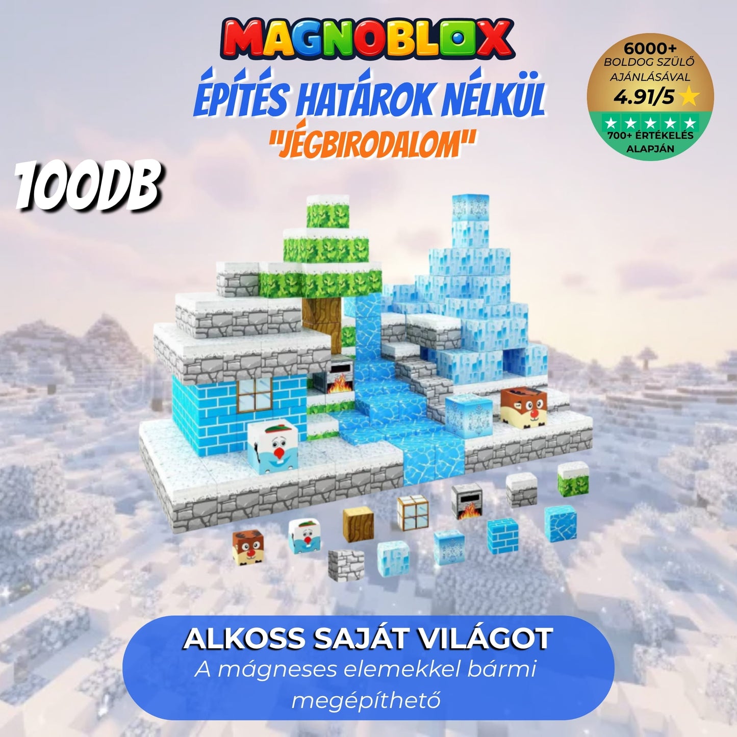Magnoblox™ Mágneses Fejlesztő Építőkocka "Jégbirodalom" 76-100-145-680db