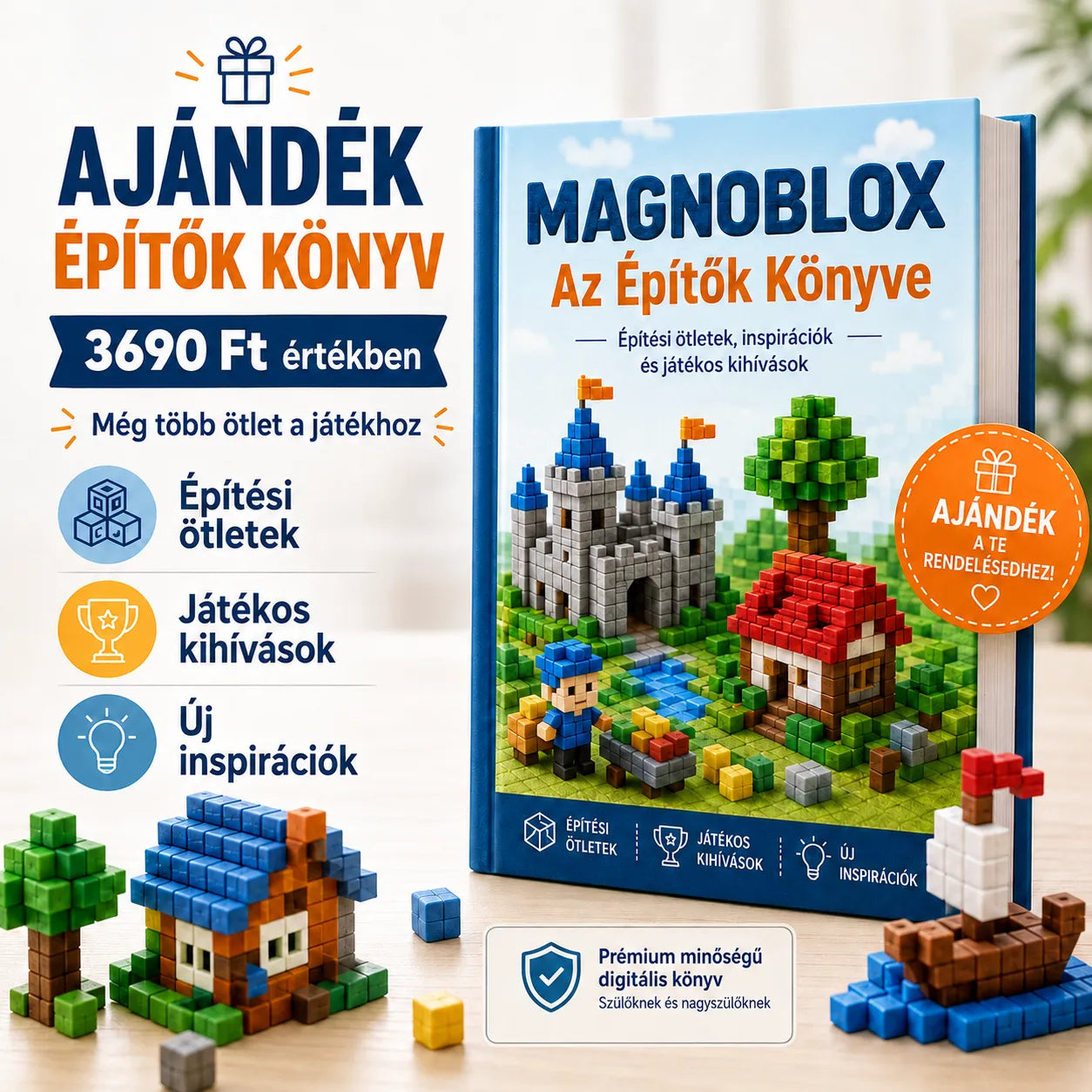 "Kék Kastély" 100db Magnoblox™ Mágneses Fejlesztő Építőkocka