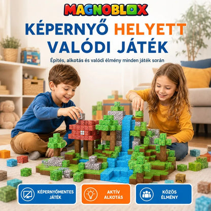 "Kék Kastély" 100db Magnoblox™ Mágneses Fejlesztő Építőkocka