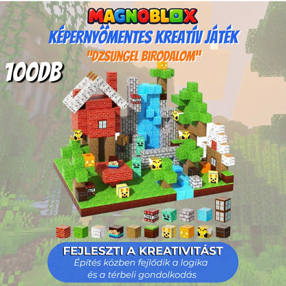 "Dzsungel Birodalom" 100-150 db Magnoblox™ Mágneses Fejlesztő Építőkocka