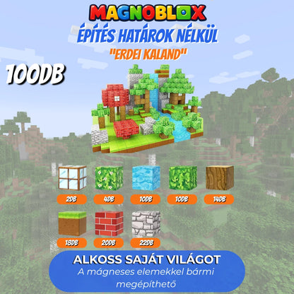 "Erdei Kaland" 75-100-150-501db Magnoblox™ Mágneses Fejlesztő Építőkocka