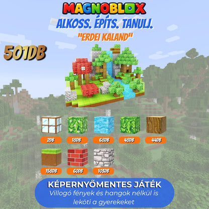"Erdei Kaland" 75-100-150-501db Magnoblox™ Mágneses Fejlesztő Építőkocka