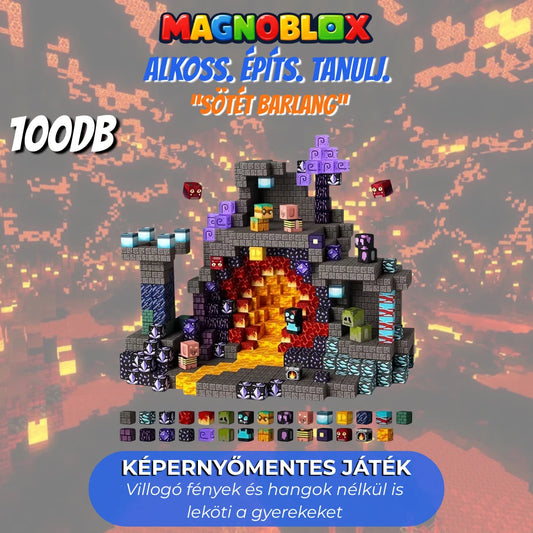 "Sötét Barlang" 100db Magnoblox™ Mágneses Fejlesztő Építőkocka